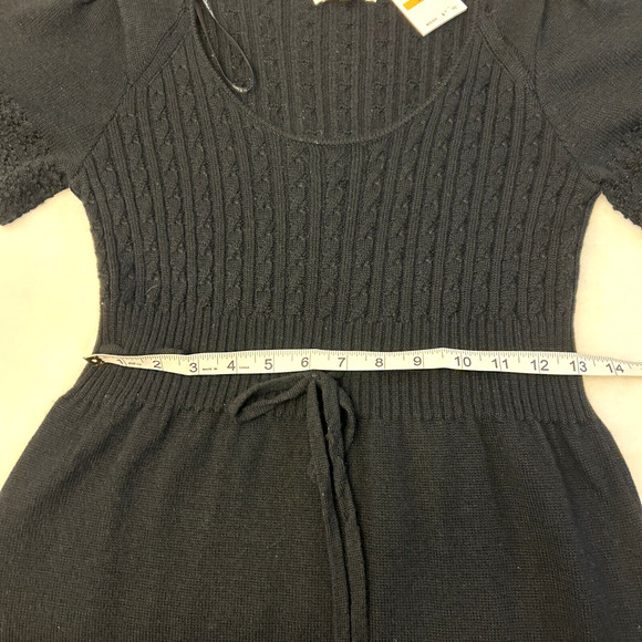 Calvin Klein Sweater Dress Wool Blend Women's Sz S Black Short Sleeve Tie Waist - Picture 5 of 7